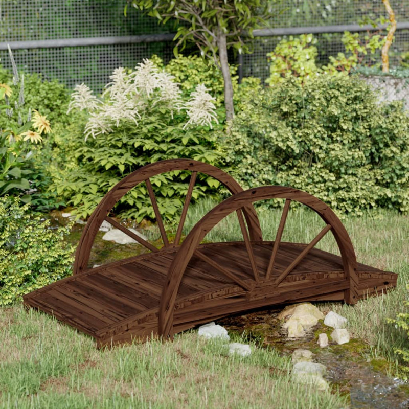 Pont de jardin avec demi roue 99x50x38 cm bois de sapin massif