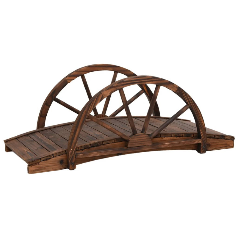 Pont de jardin avec demi roue 99x50x38 cm bois de sapin massif