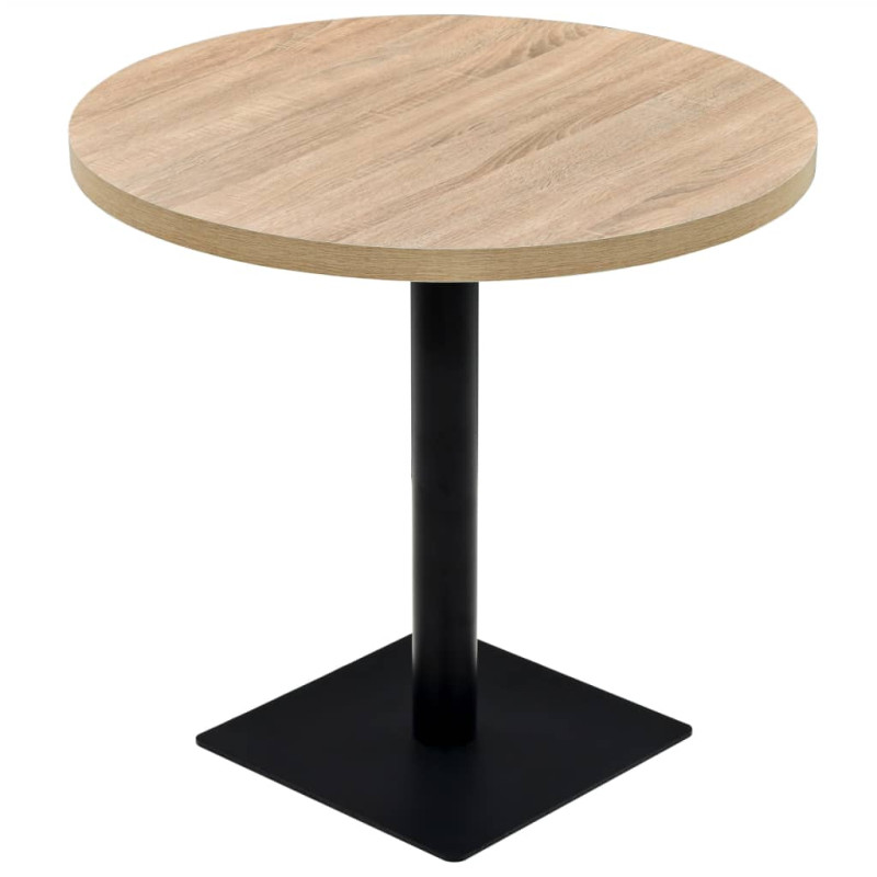 Table de bistro MDF et acier Rond 80 x 75 cm Couleur de chêne 