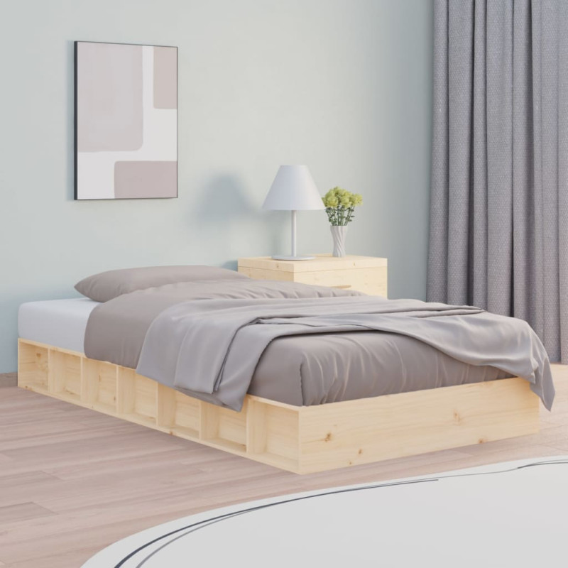 Cadre de lit sans matelas 140x190 cm bois massif