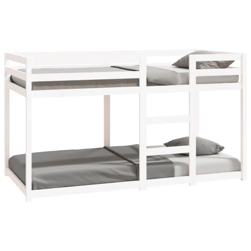 Lit superposé sans matelas blanc 90x190 cm bois de pin massif