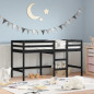 Lit mezzanine d enfants sans matelas avec échelle noir 90x200cm