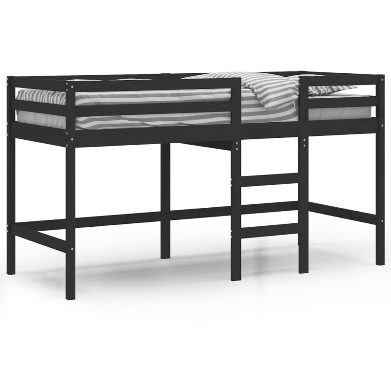 Lit mezzanine d enfants sans matelas avec échelle noir 90x200cm