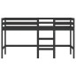 Lit mezzanine d enfants sans matelas avec échelle noir 90x200cm