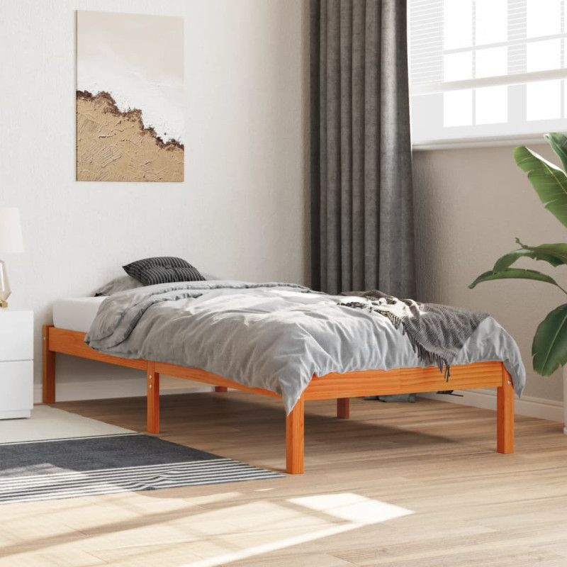 Cadre de lit sans matelas cire marron 90x200 cm bois pin massif