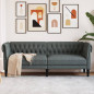 Canapé Chesterfield 3 places gris foncé tissu