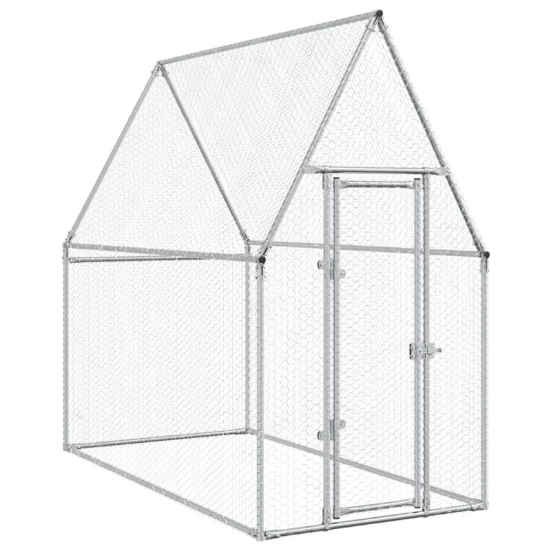 Cage pour poules argenté 200x100x190 cm acier galvanisé