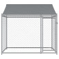 Cage pour chien avec toit et porte gris 2x2x2 m acier galvanisé