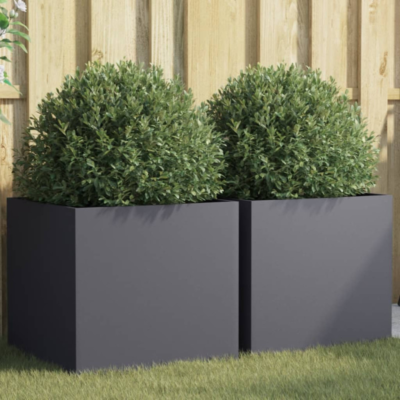 Jardinières 2 pcs anthracite 49x47x46 cm acier