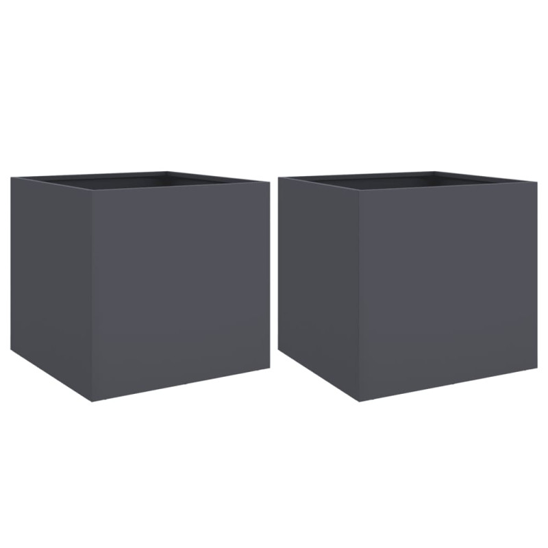 Jardinières 2 pcs anthracite 49x47x46 cm acier