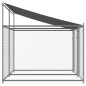 Cage pour chien avec toit et portes gris 4x2x2m acier galvanisé