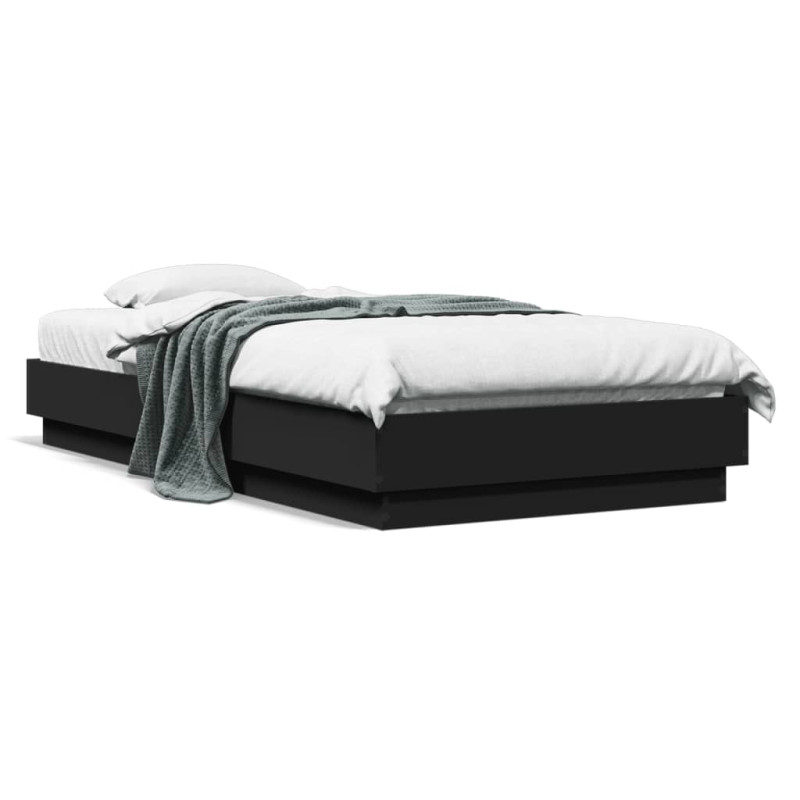 Cadre de lit sans matelas avec lumières LED noir 90x190 cm