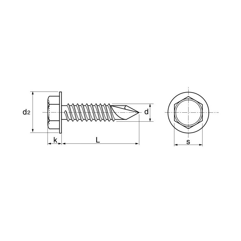 Vis autoperceuse tête hexagonale à embase inox A2 DIN 7504K 6.3X32 boîte de 100 ACTON 624346,3X32