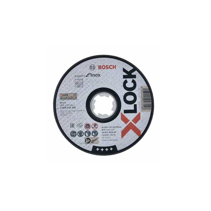 Disques à tronçonner X LOCK 125 x 1,6mm pour inox BOSCH EXPERT 2608619265