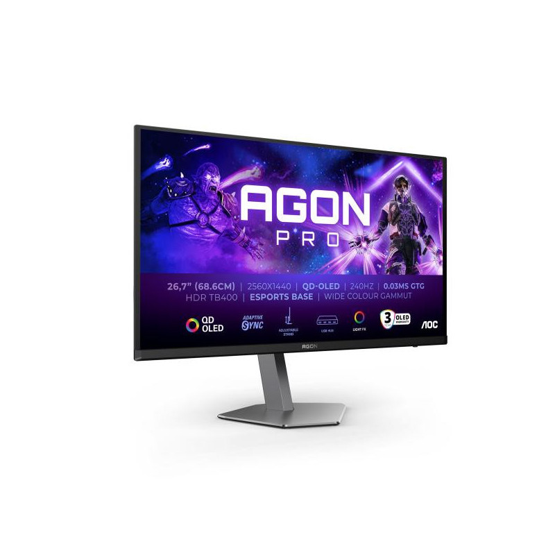 AOC AGON PRO AG276QZD2 écran plat de PC 67,8 cm (26.7") 2560 x 1440 pixels Quad HD QDOLED Gris