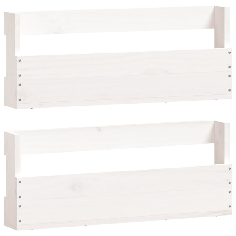 Étagères à chaussures murales 2 pcs Blanc 59x9x23 cm Pin massif