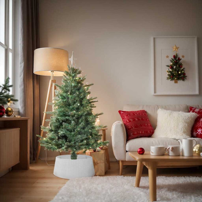 Jupe de sapin de Noël blanc Ø65x23 cm plastique