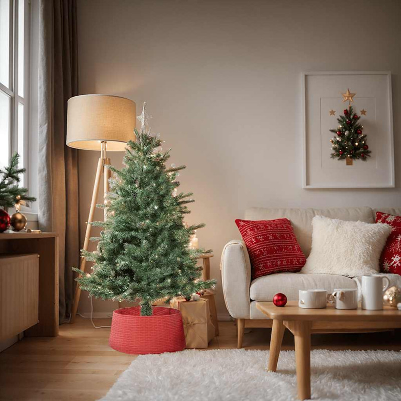 Jupe de sapin de Noël rouge Ø56x23 cm plastique