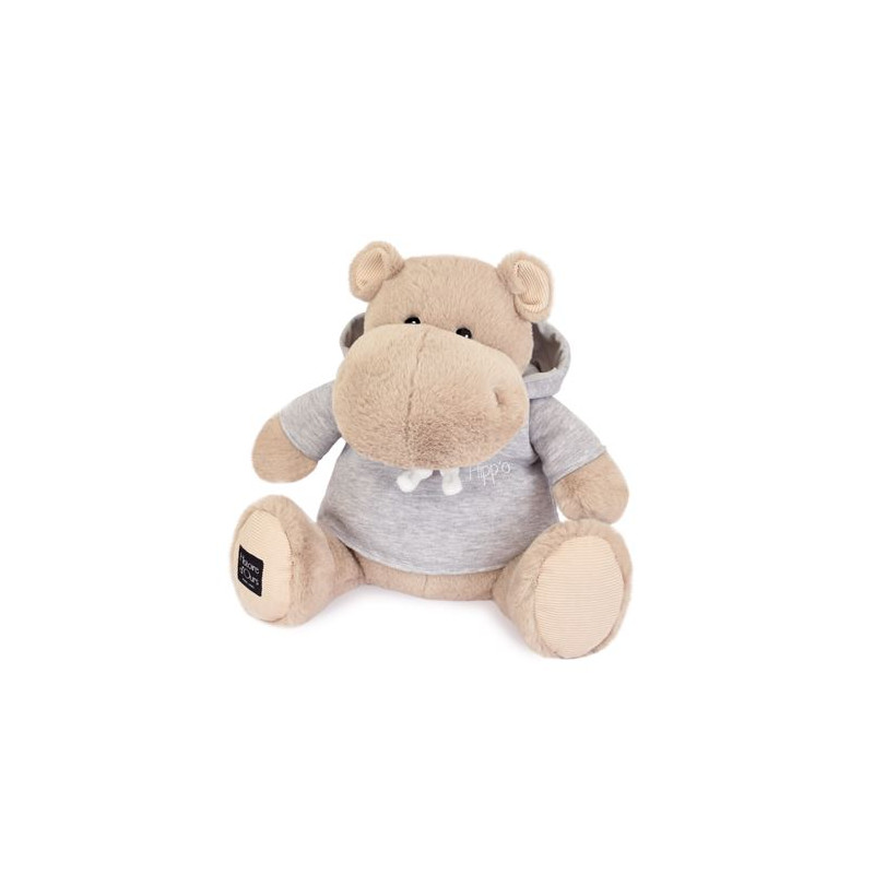 Peluche Histoire d Ours Hippo avec sweat Gris Beige