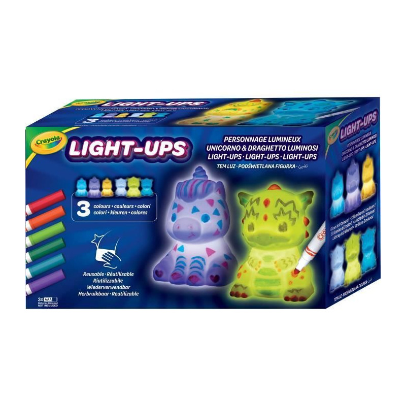 Créatif - CRAYOLA - Colorable Light Up Characters - Personnalise ta veilleuse avec feutres! Des 4 ans