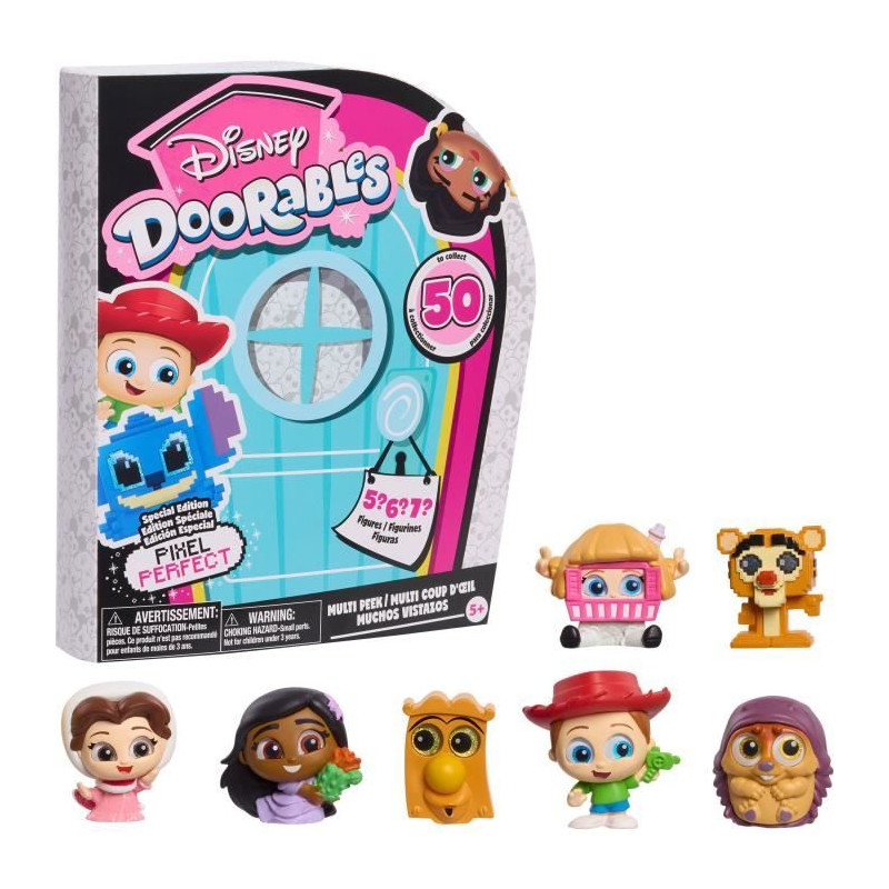 Figurines a collectionner - DISNEY Doorables - Multi Peek PIXEL PERFECT - 5 a 7 figurines, 4 cm, 50 a collectionner, 8 pixelées