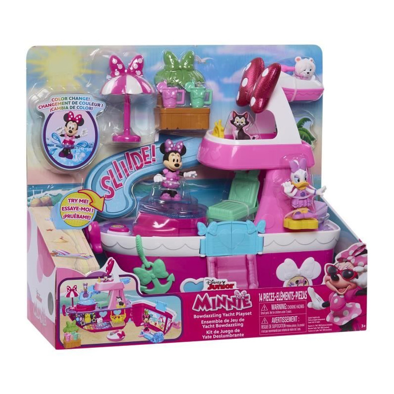 Jouet interactif - DISNEY MINNIE MOUSE - Le Yacht de Minnie - Yacht avec 14 accessoires, tenues changeantes et piscine