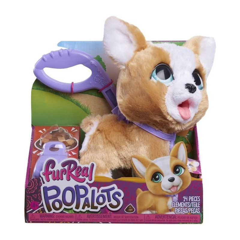 Jouet interactif - FURREAL FRIENDS - Mon Copain qui Fait Popo 23 cm - Animal interactif avec laisse, friandises et pelle