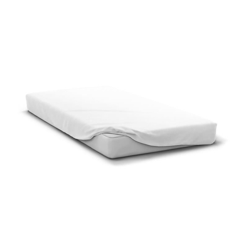 Drap Housse - HOME LINGE PASSION - HP71760 - 90 x 190 cm + 30 cm bonnet - Microfibre - 82 g - BLANC