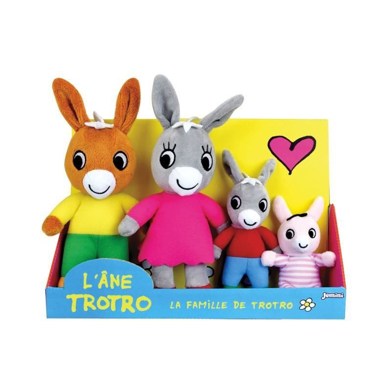 Coffret Peluche Trotro et Famille +/- 15 cm - JEMINI - Trotro, sa maman, son papa et sa petite soeur.