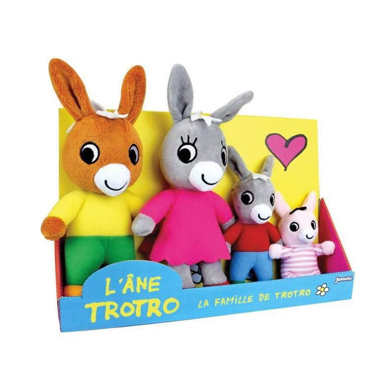 Coffret Peluche Trotro et Famille +/- 15 cm - JEMINI - Trotro, sa maman, son papa et sa petite soeur.