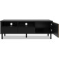 Meuble TV - MONZA - Noir / Chene artisan - 2 tiroirs, 2 niches ouvertes, 1 porte - 138 x 49 x 40 cm