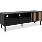 Meuble TV - MONZA - Noir / Chene artisan - 2 tiroirs, 2 niches ouvertes, 1 porte - 138 x 49 x 40 cm