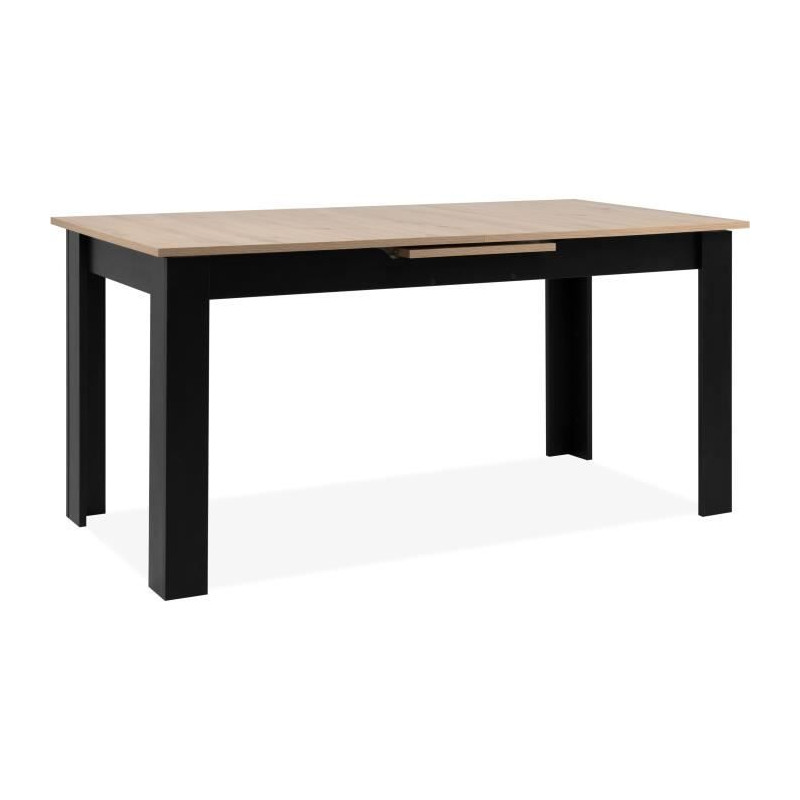 Table extensible - BIRMINGHAM - 80B - Ouverture synchonisée automatique - Chene / noir - 8 / 10 personnes - 160-200 x 75 x 80 c