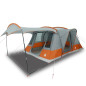 Tente de camping tunnel 5 personnes gris et orange imperméable