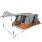 Tente de camping tunnel 5 personnes gris et orange imperméable