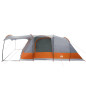 Tente de camping tunnel 5 personnes gris et orange imperméable