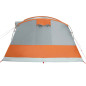 Tente de camping tunnel 5 personnes gris et orange imperméable