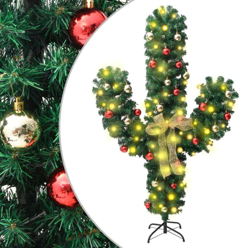 Cactus de Noël avec support et LED Vert 150 cm PVC