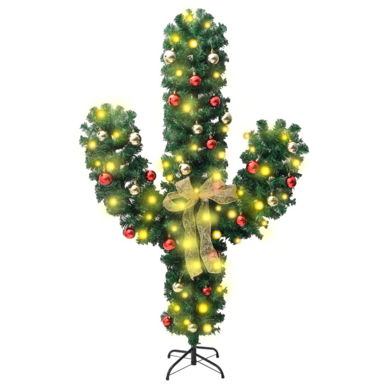 Cactus de Noël avec support et LED Vert 150 cm PVC