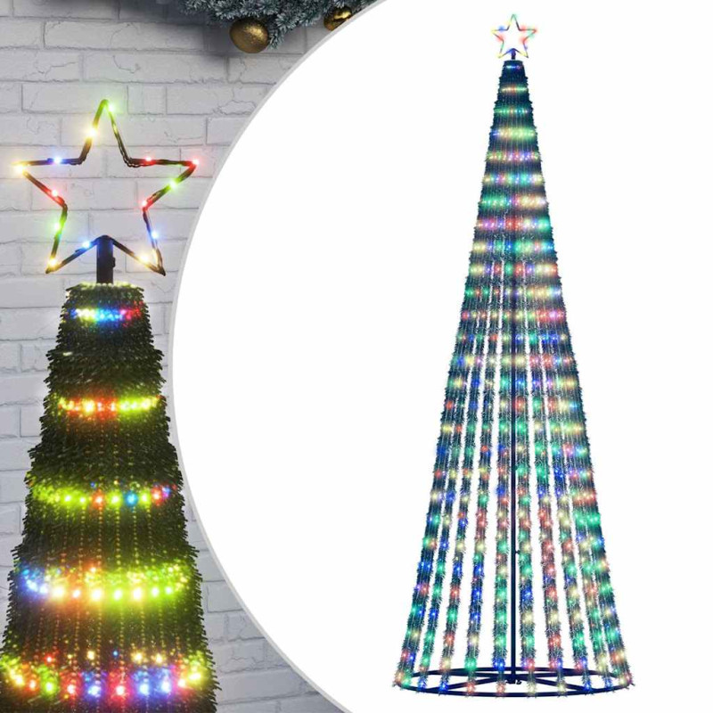 Arbre de Noël lumineux conique 475 LED colorées 247 cm