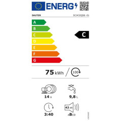 Sauter LAVE-VAISSELLE TOUT INTEGRABLE 14 COUVERTS 42DB SAUTER - SCJ432QSB