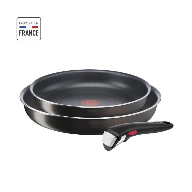 TEFAL INGENIO Easy Plus Poeles 24/28cm + poignée, Non induction, Antiadhésif, Compatible Lave-vaisselle, Fabriqué en France L