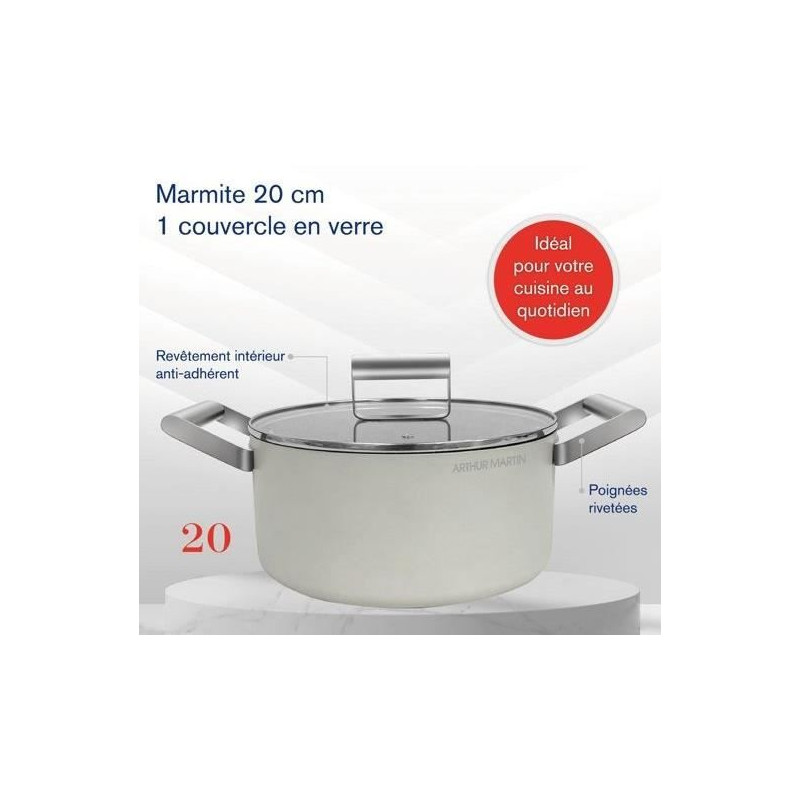 Marmite - ARTHUR MARTIN - AM0063 - 20 cm avec couvercle - Aluminium Forgé - Tous feux dont induction + four