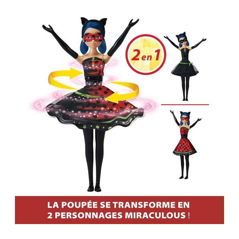 Poupée Ladybug Transformation - BANDAI - Miraculous 26 cm - Changement de tenue