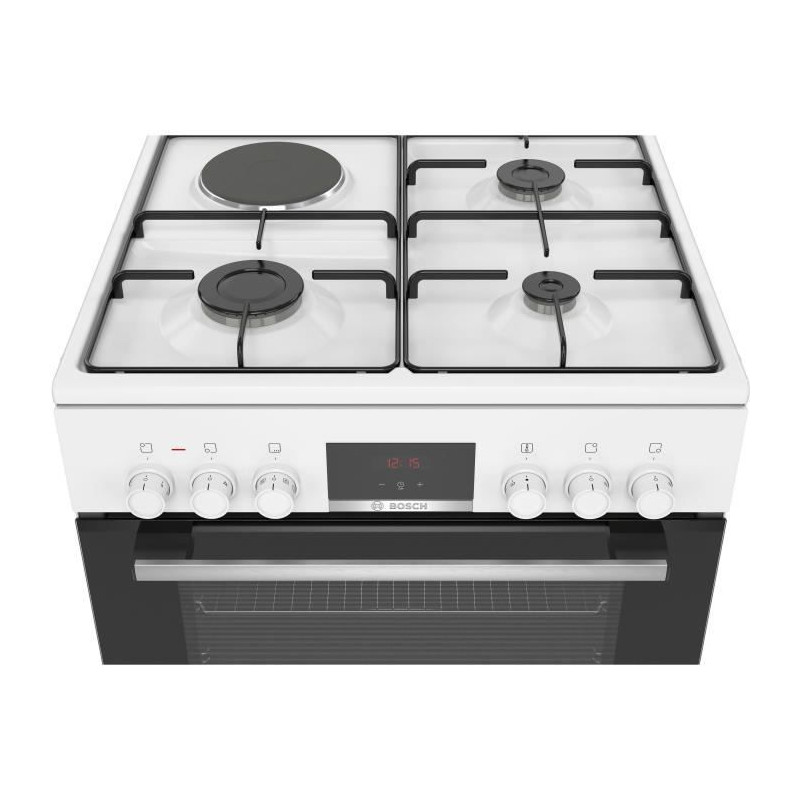 Cuisiniere mixte - BOSCH SER4 - HXR39AG20 - 4 foyers - Four 66 L - 4.3 kW - Classe A - 60 cm