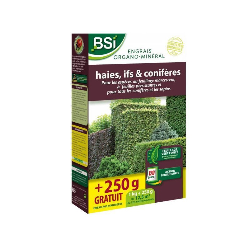 Engrais pour Bio Haie/If/Conifere - BSI - Feuillage vert fonçé - Action longue duree - 12,5 m²