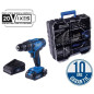 Perceuse Visseuse sans fil 20V IXES + 1 batterie 2 Ah, chargeur, coffret comprenant 74 accessoires - C-DTB74/1-X