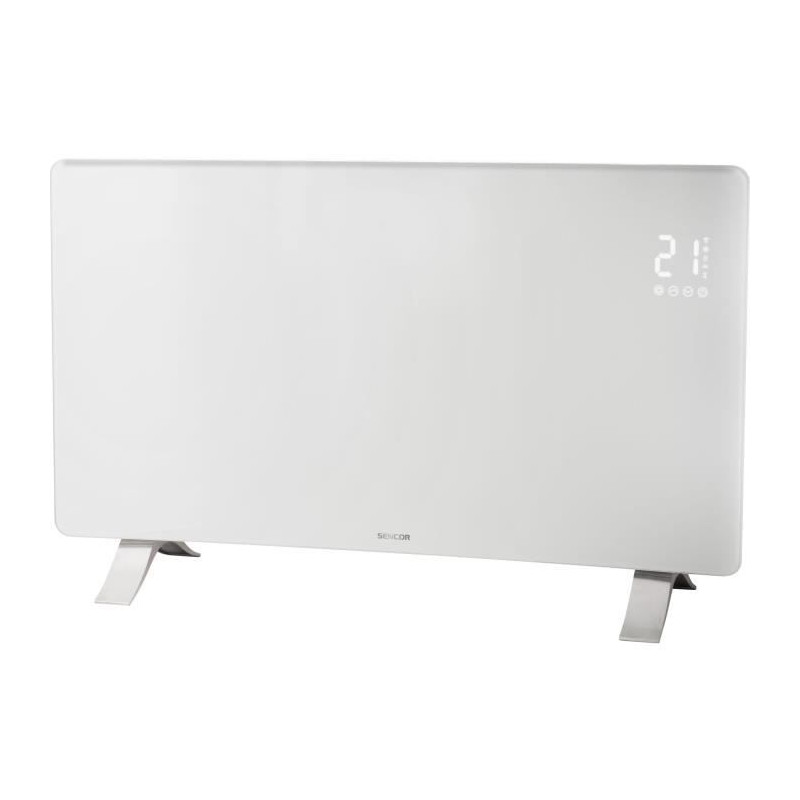 Radiateur intelligent Wi-Fi en verre - SENCOR - SCF 4740WH - 2400 W - 2 niveaux - Thermostat - Blanc