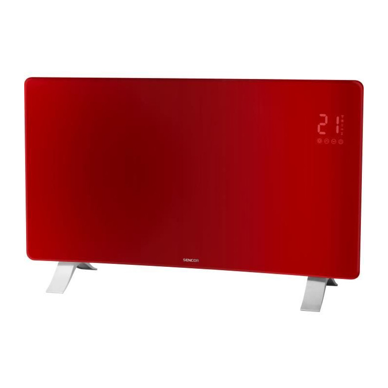 Radiateur intelligent Wi-Fi en verre - SENCOR - SCF 4742RD - 2400 W - 2 niveaux - Thermostat - Rouge