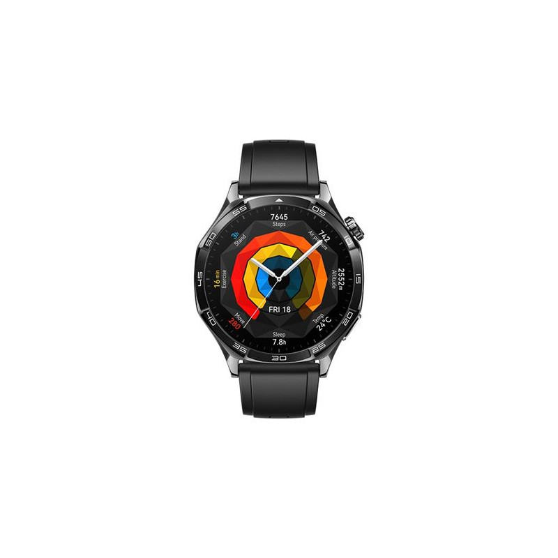 Montre connectée Huawei Watch GT 5 46 mm acier inoxydable avec bracelet en fluoroélastomère Noir